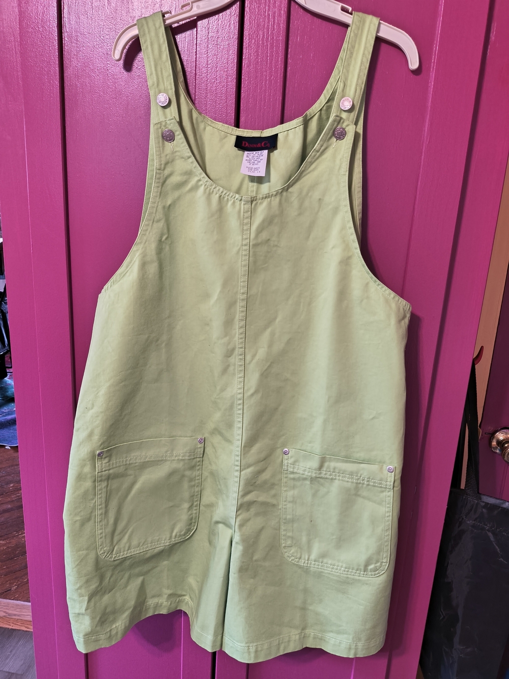women's Denim and Co Green Cotton Overall shorts size 1x
